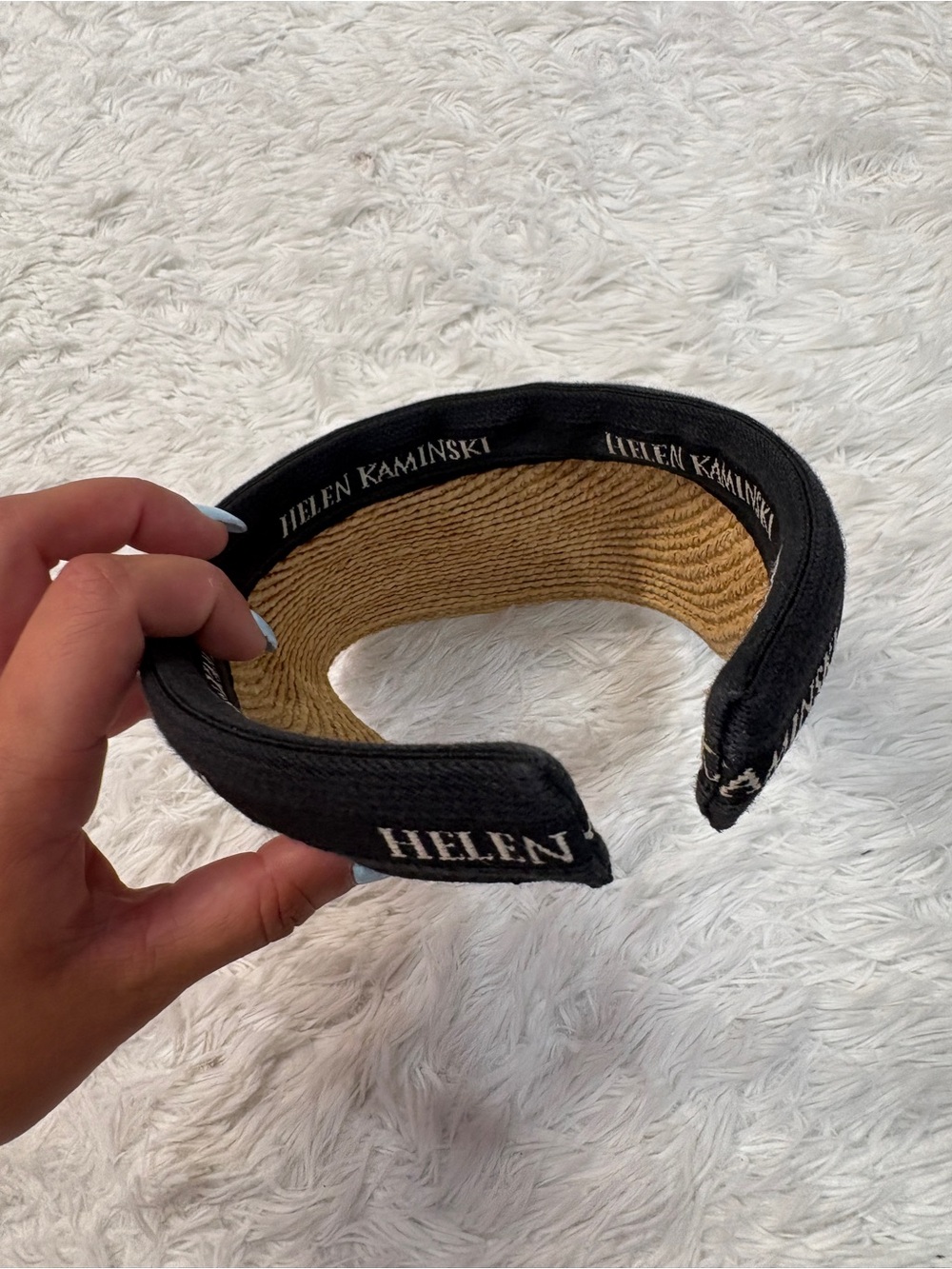 Helen Kaminski Bianca Logo Visor Hat in Natural Black Logo - Picture 6 of 7